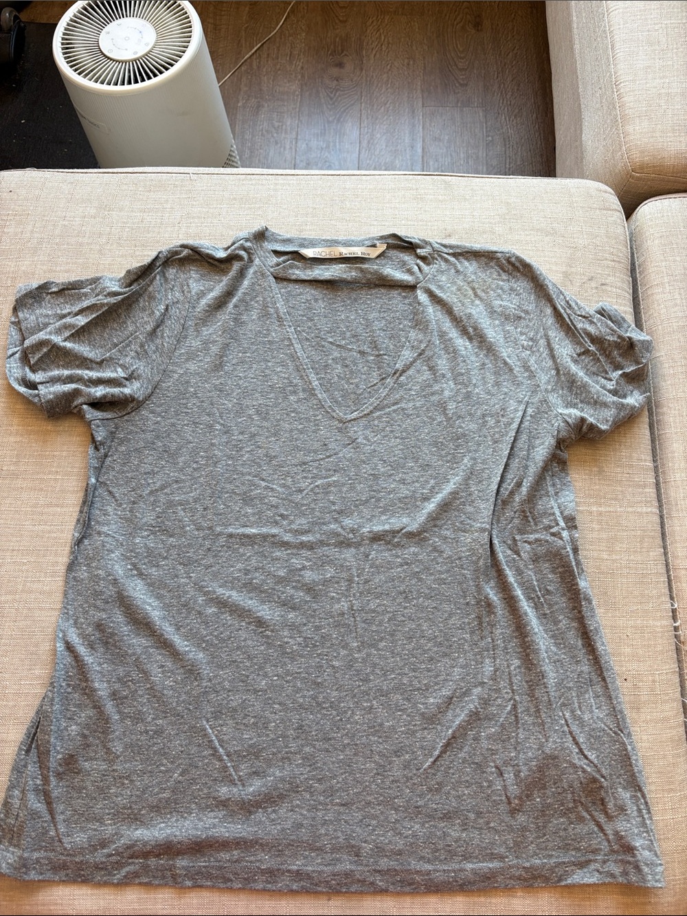 RACHEL Rachel Roy Heather Gray V-Neck Short Sleeve Tee
